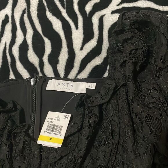 ASTR the label ruched black lace long sleeve mini corset dress medium NWT - Picture 8 of 17